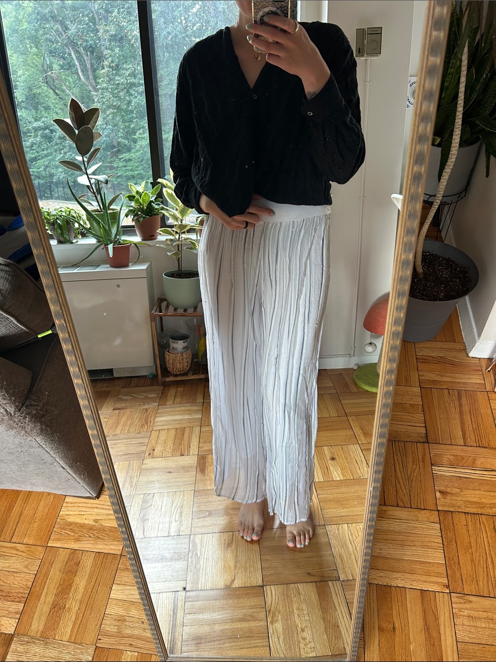 Tempo Paris White Pleated Wide-Leg Pants